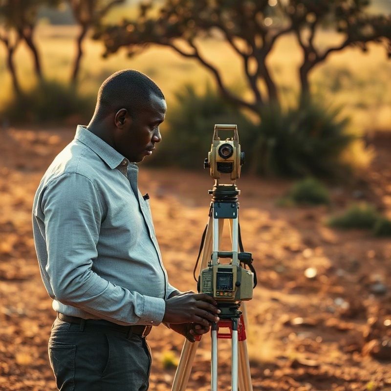 Property surveyor measuring a residential plot in Thika